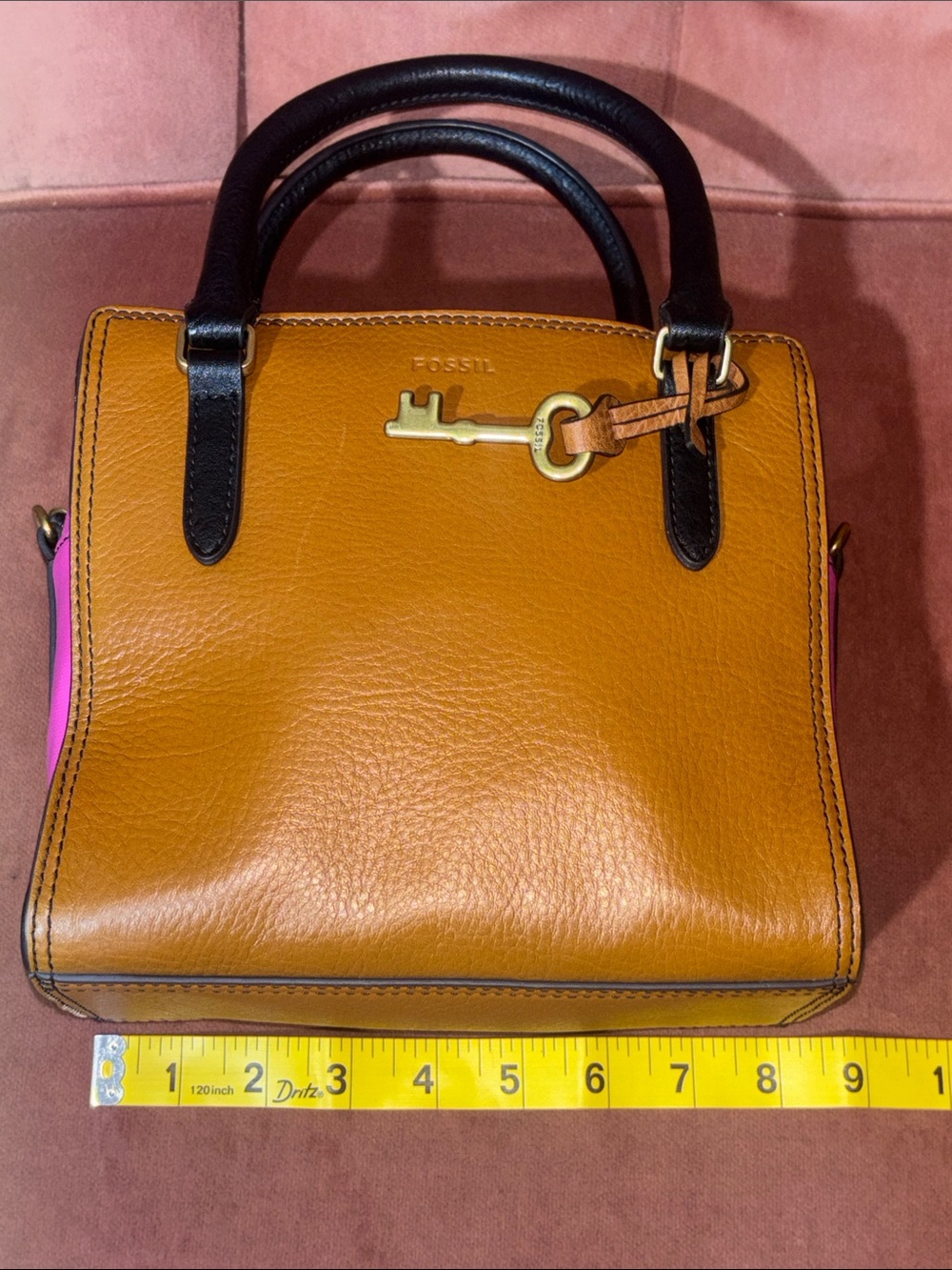 Fossil hope top handle colorful stripe medium square bag fun summer purse - Picture 14 of 16